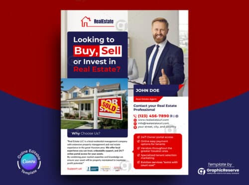 Buy or Sell Real Estate Realtor Marketing Flyer Canva Template