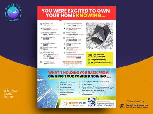 Creative Solar Marketing Flyer Design Canva Template