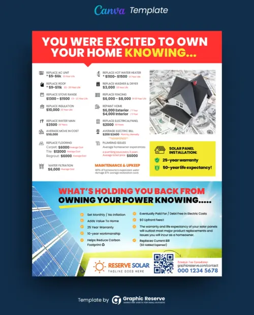 Creative Solar Marketing Flyer Design Canva Template