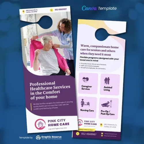 Elder Care and Home Care Door Hanger (Canva Template)