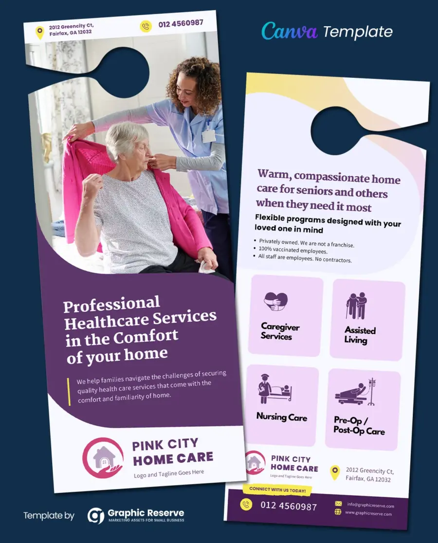 Elder Care and Home Care Door Hanger (Canva Template)