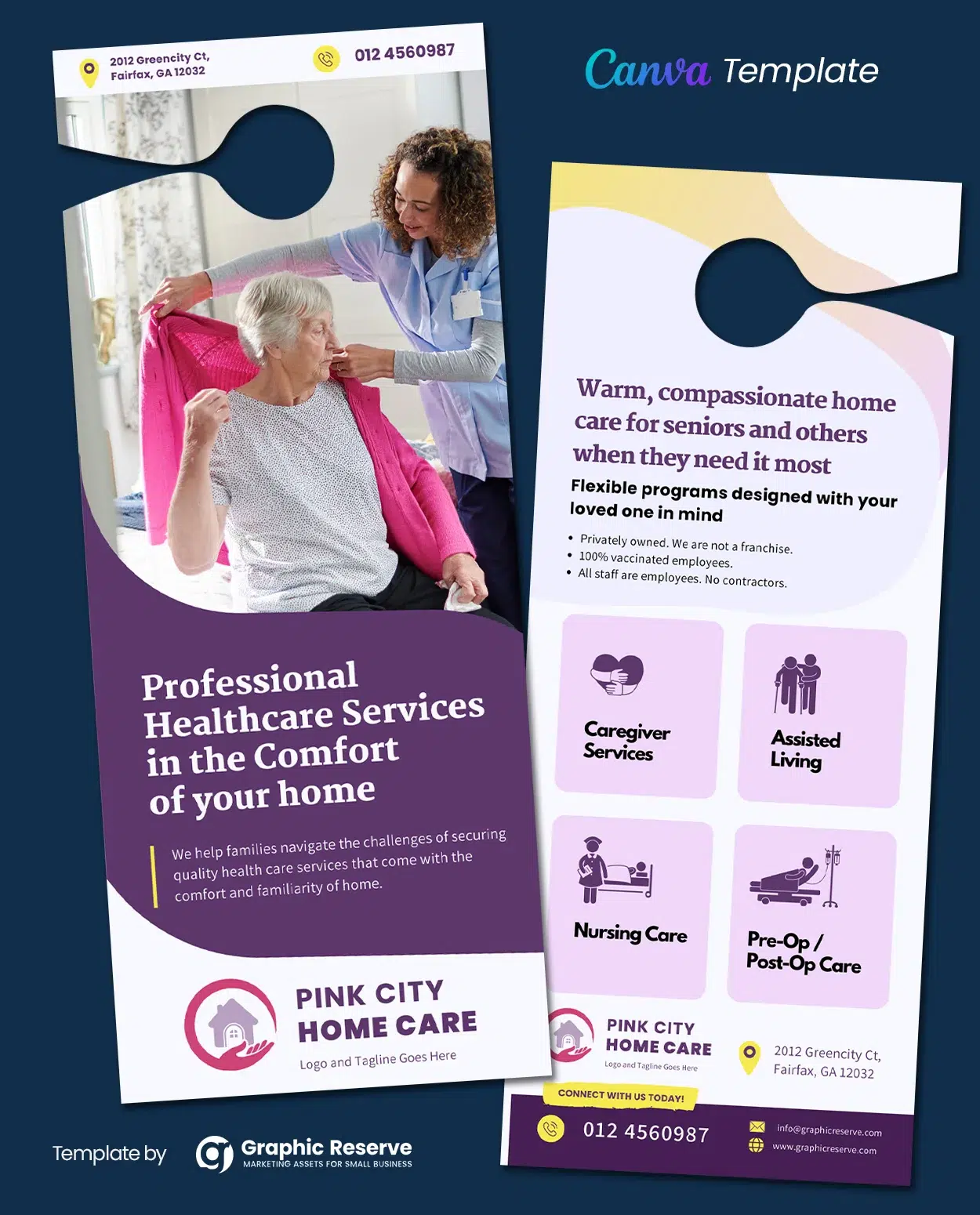 Elder Care and Home Care Door Hanger (Canva Template)