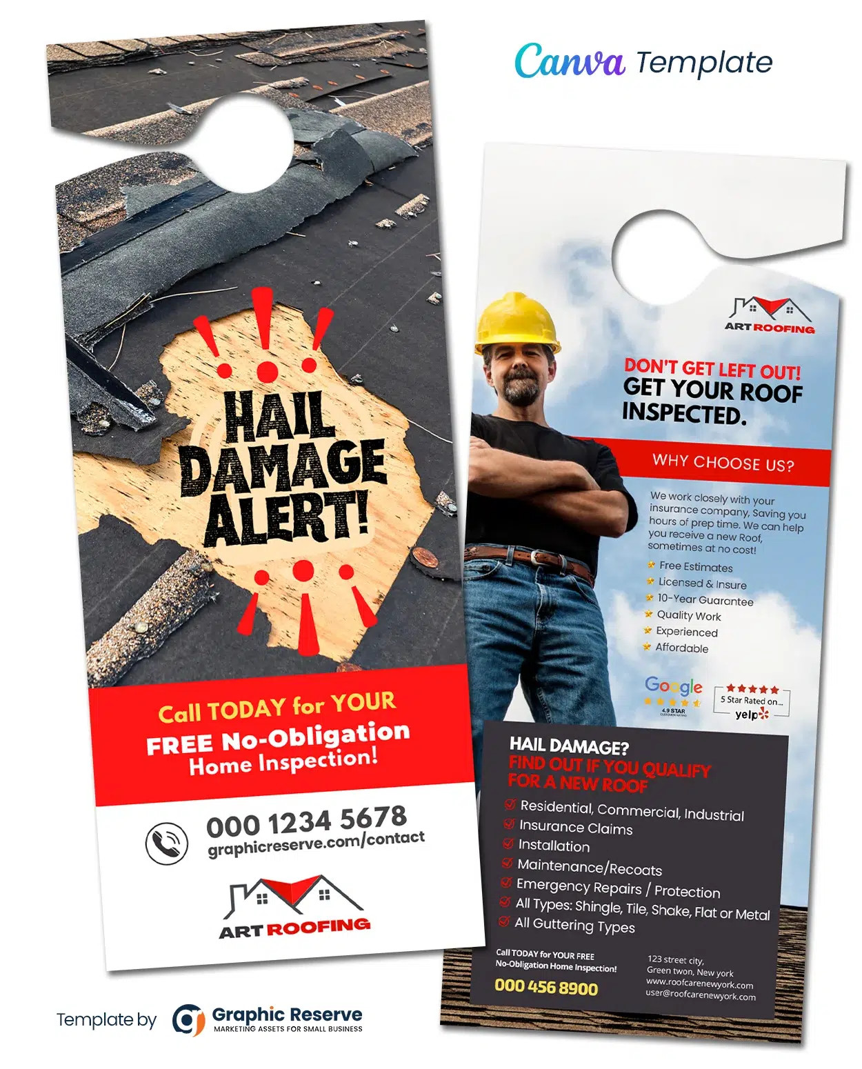Roofing Door Hanger Template for Storm/Hail Damage Alert – Customizable & Print-Ready