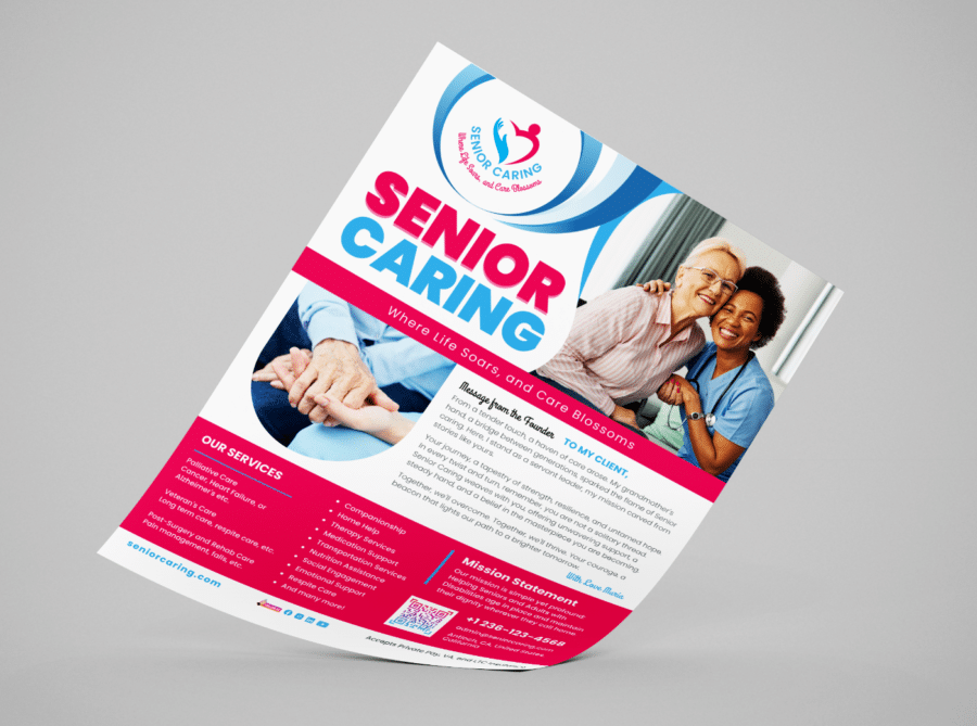 Senior Care Flyer template in Photoshop and Canva editable