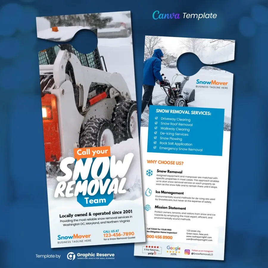 Snow Removal Door Hanger Template Canva
