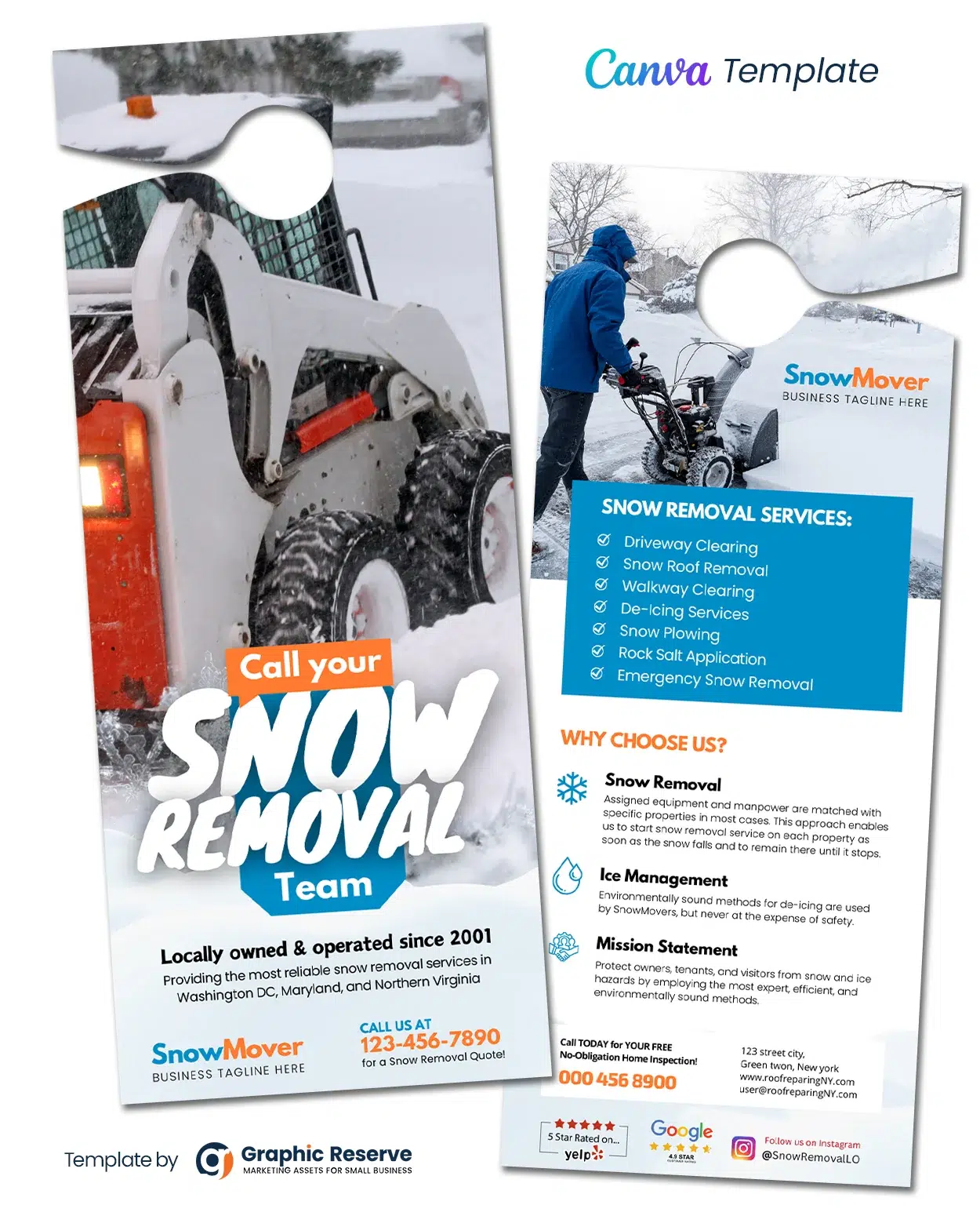 Snow Removal Door Hanger Template Canva