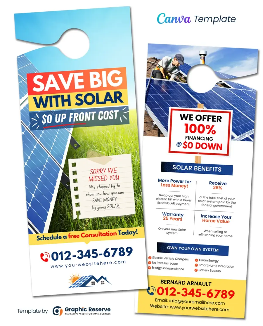 Solar Door Hanger Template Canva