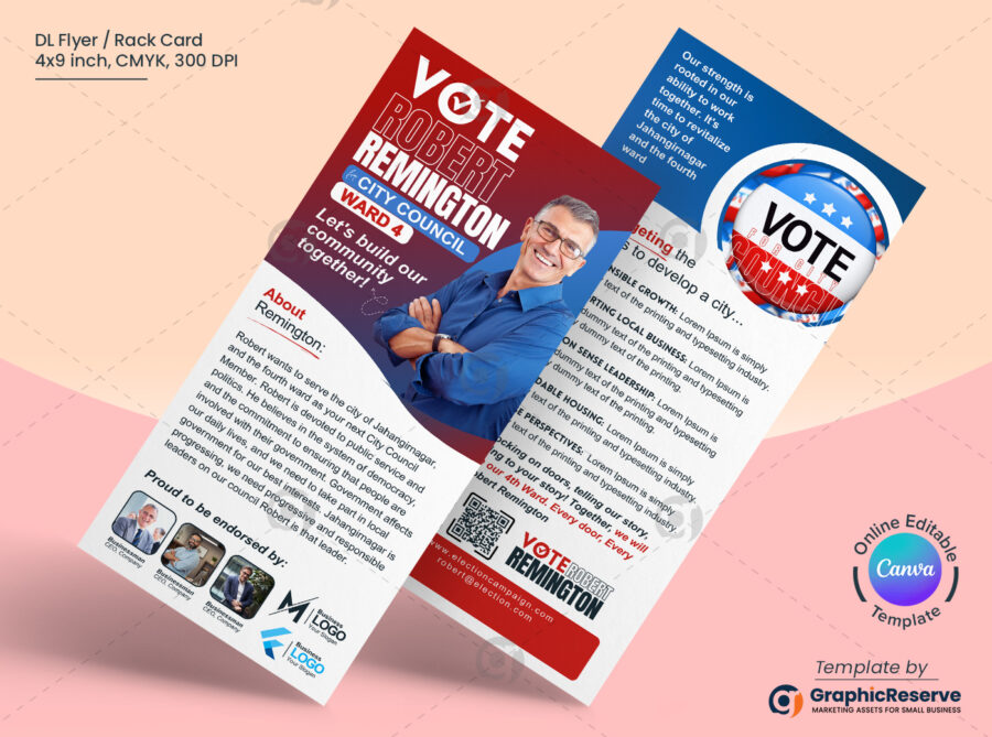 City Council Vote Political Rack Card Canva Template