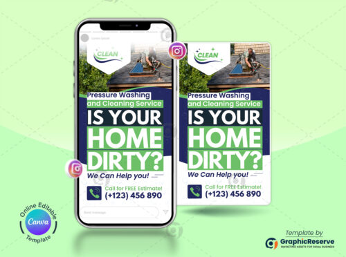 Cleaning Service Instagram Story Post Canva Template