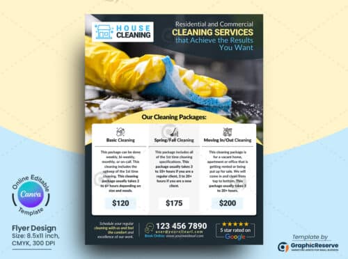 Cleaning Service Packages Flyer Canva Template