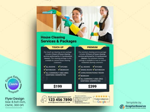 Cleaning Service Price & Packages Canva Flyer Template