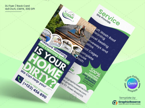 Cleaning Service Rack Card DL Flyer Canva Template