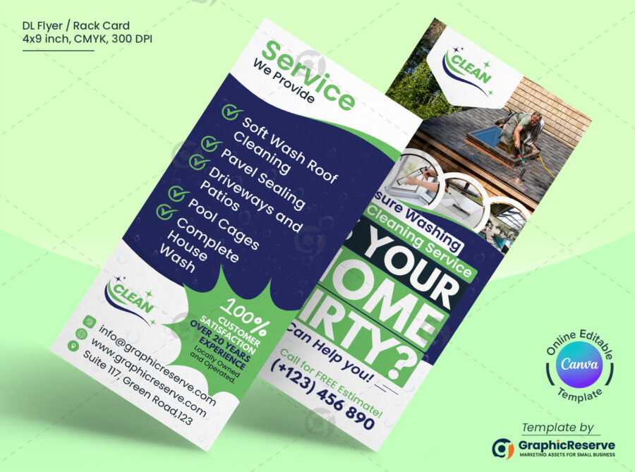 Cleaning Service Rack Card DL Flyer Canva Template.b