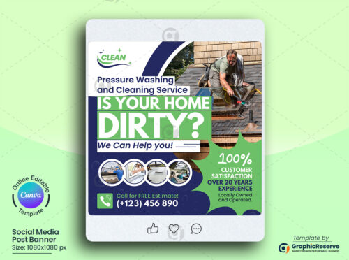 Cleaning Service Social Media Banner Canva Template