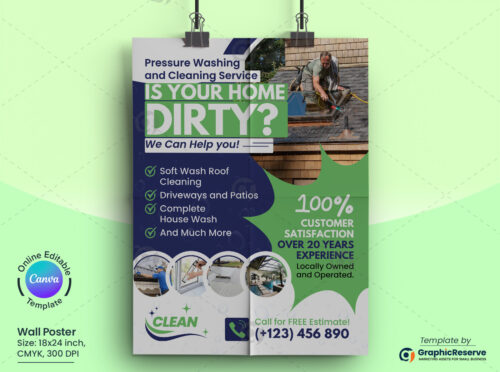 Cleaning Service Wall Poster Design Canva Template