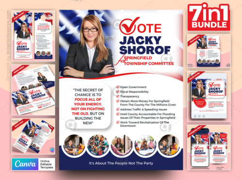 Election Campaign Political Marketing Material Bundle Canva Template
