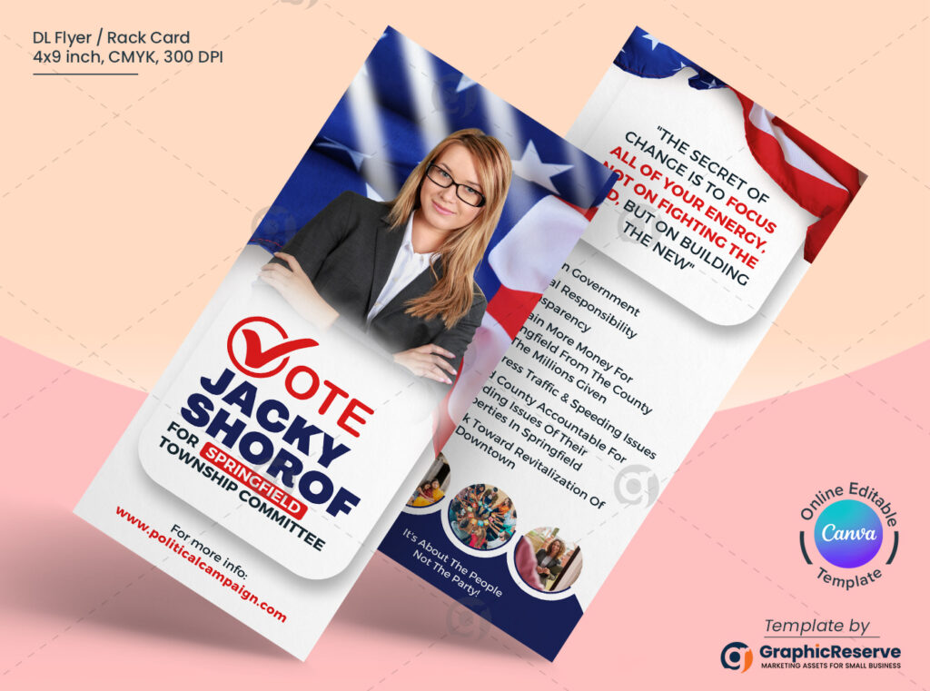 Election Campaign Political Rack Card Canva Template - Graphic Reserve