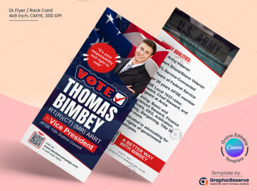 Election Campaign Rack Card Design Canva Template