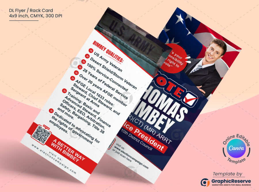 Election Campaign Rack Card Design Canva Template.b