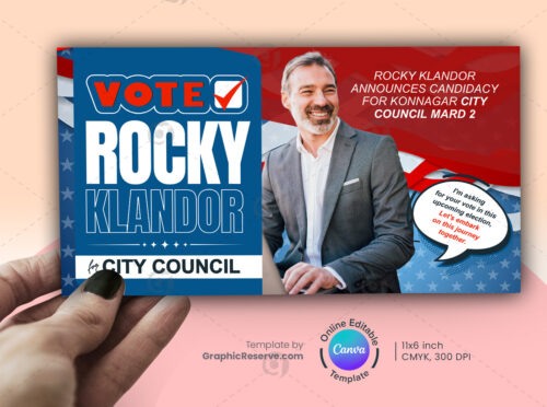 Election Day Political Mailer Design Canva Template.f