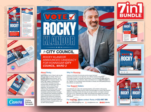 Election Day Political Marketing Material Bundle Canva Template