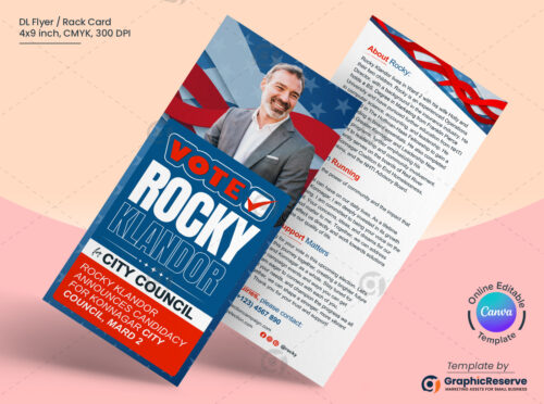 Election Day Political Rack Card Design Canva Template