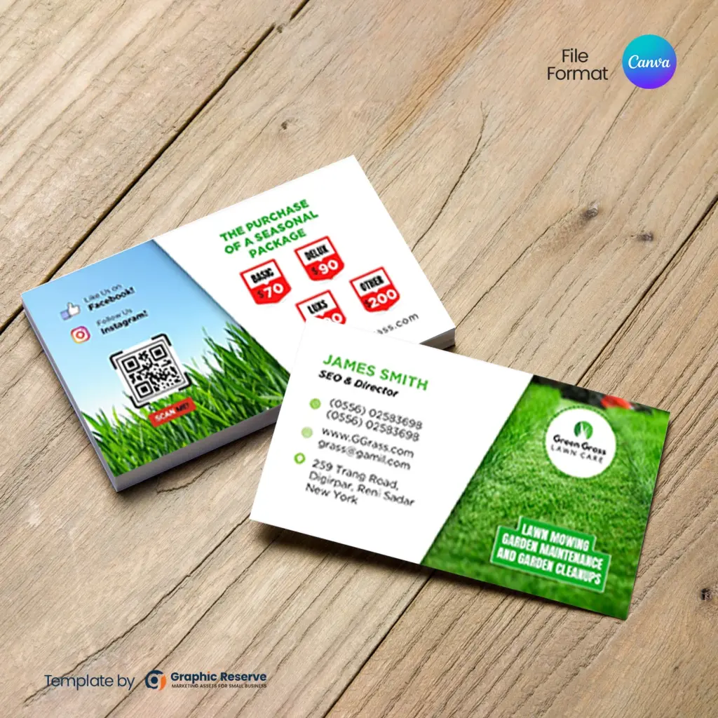 Landscaping and Lawn Care Business Card Canva Template – Canva template