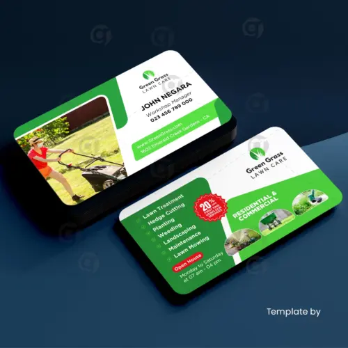 Lawn Care Landscaping Services Grass Business Card
