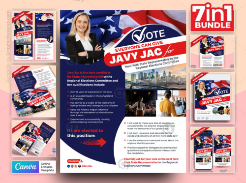 Political Campaign Marketing Material Bundle Canva Template by didargds