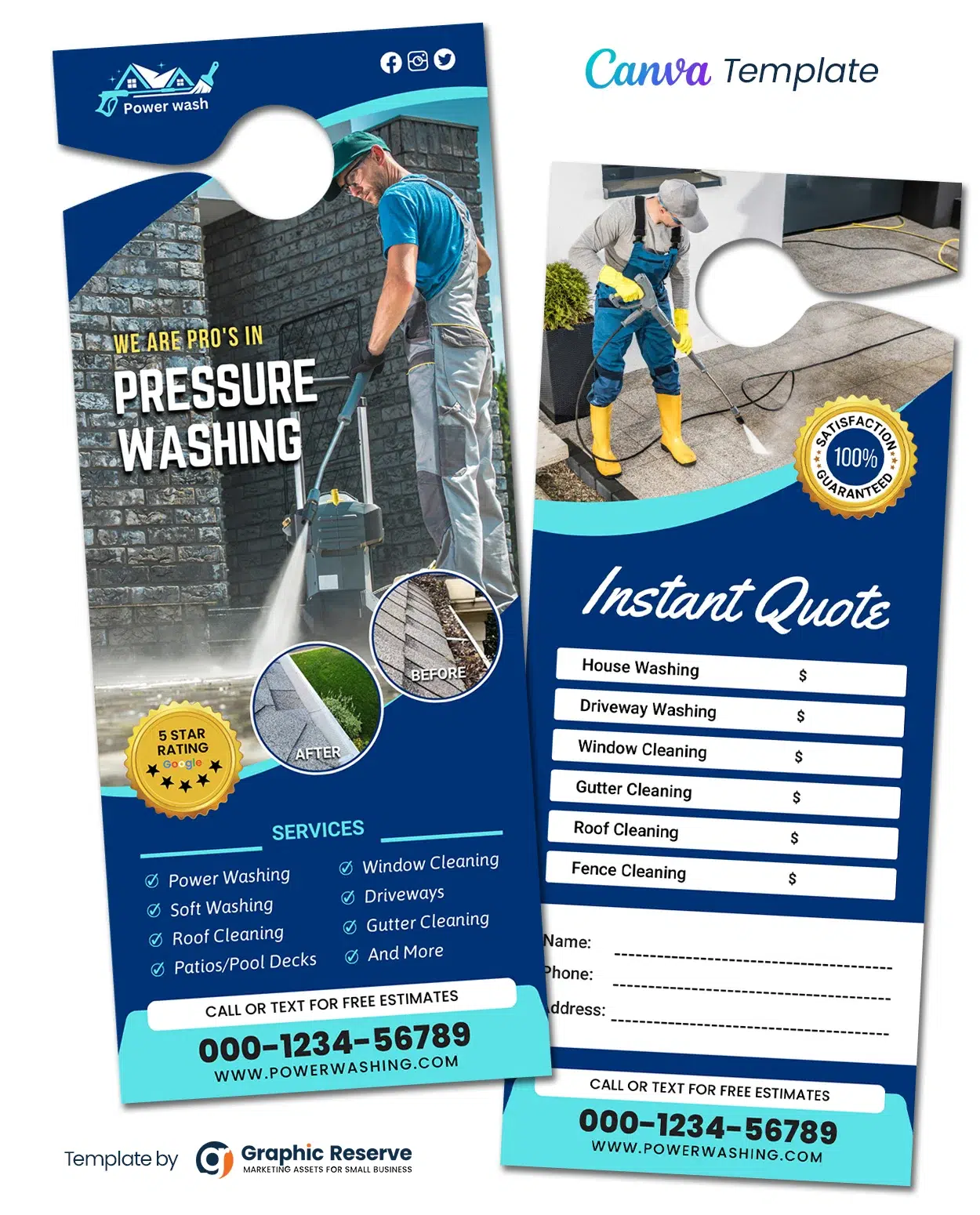 Pressure Washing Door Hanger design Template