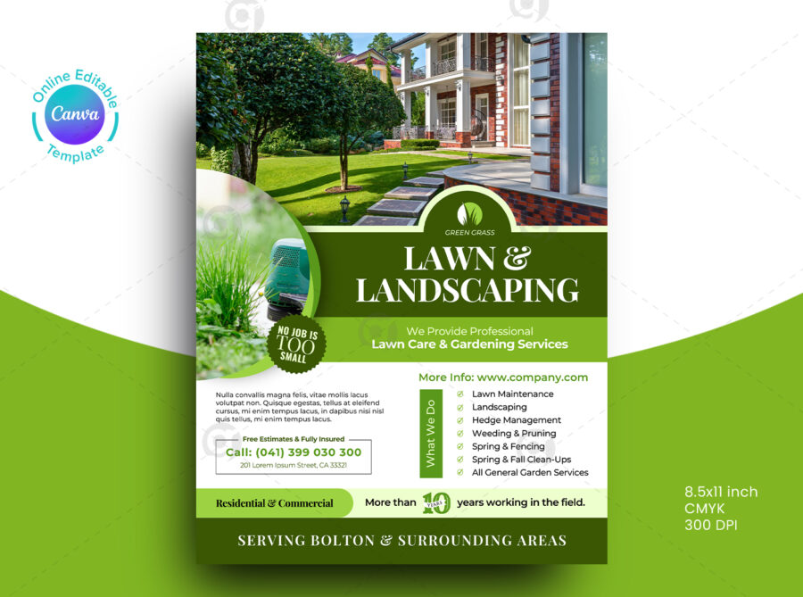 lawn care and landscaping services flyer