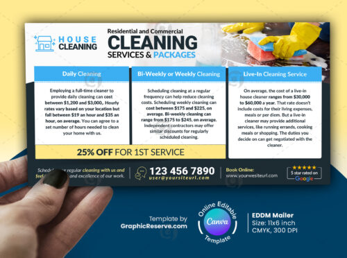 Cleaning Service Packages Direct Mail EDDM Canva Template