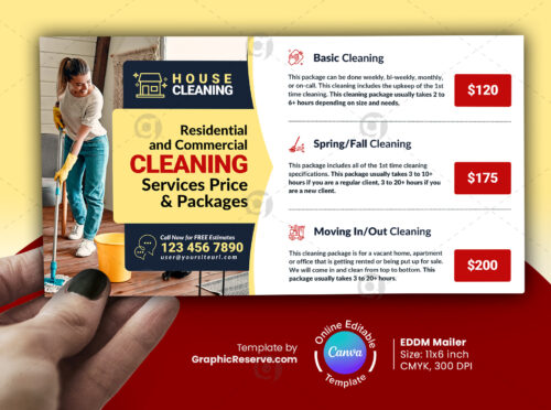 Cleaning Service Packages Price EDDM Mailer Canva Template