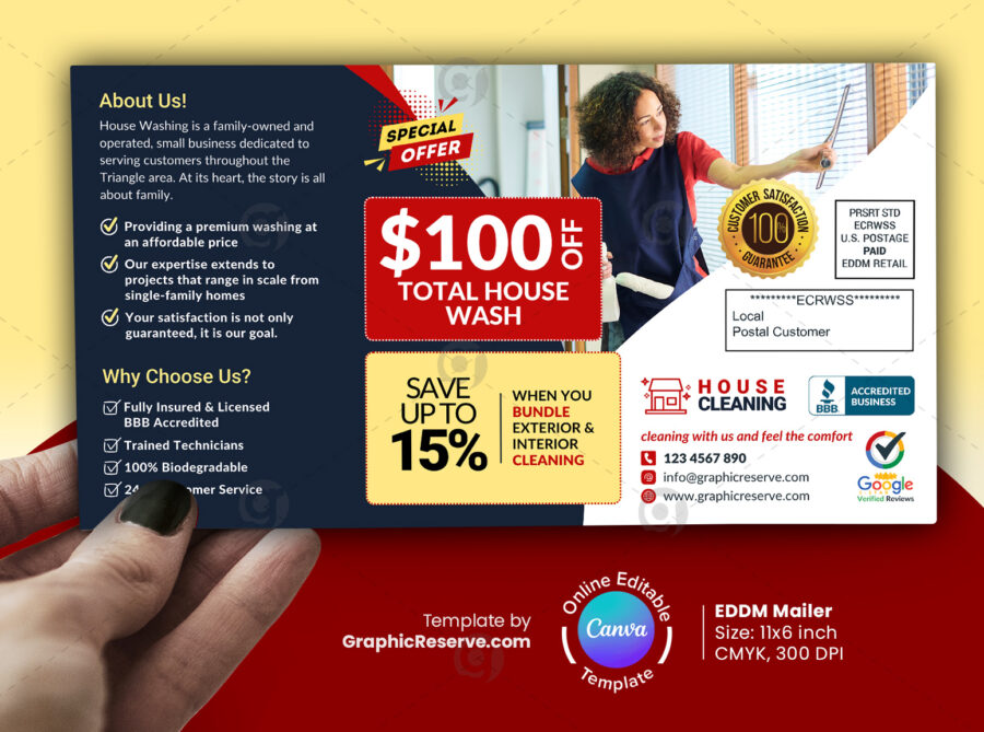 Cleaning Service Packages Price EDDM Mailer Canva Template.b