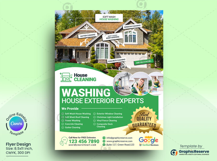 Exterior Cleaning Experts Flyer Canva Template