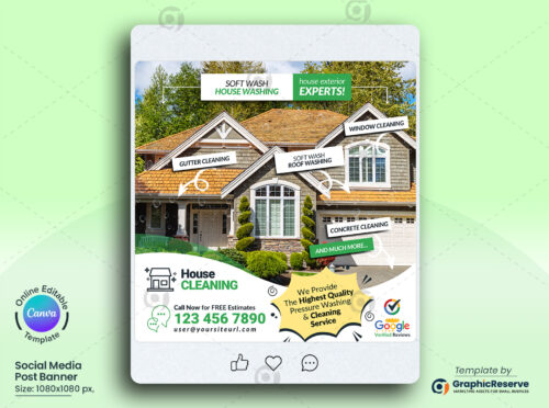 Exterior Cleaning Experts Social Media Banner Canva Template