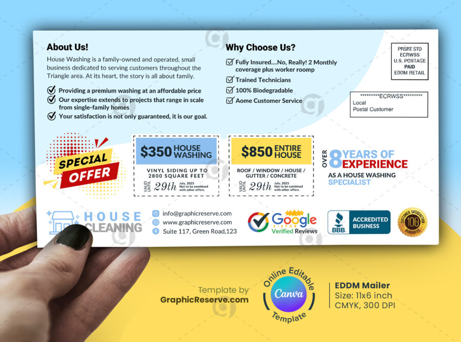 House Cleaning Price List Direct Mail EDDM Canva Template.b