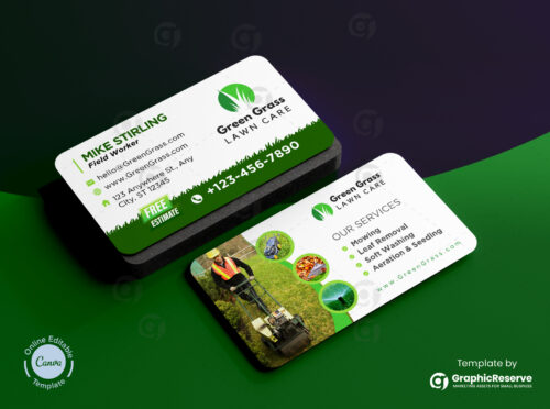 Landscaping Green Grass Cutting Services Business Card