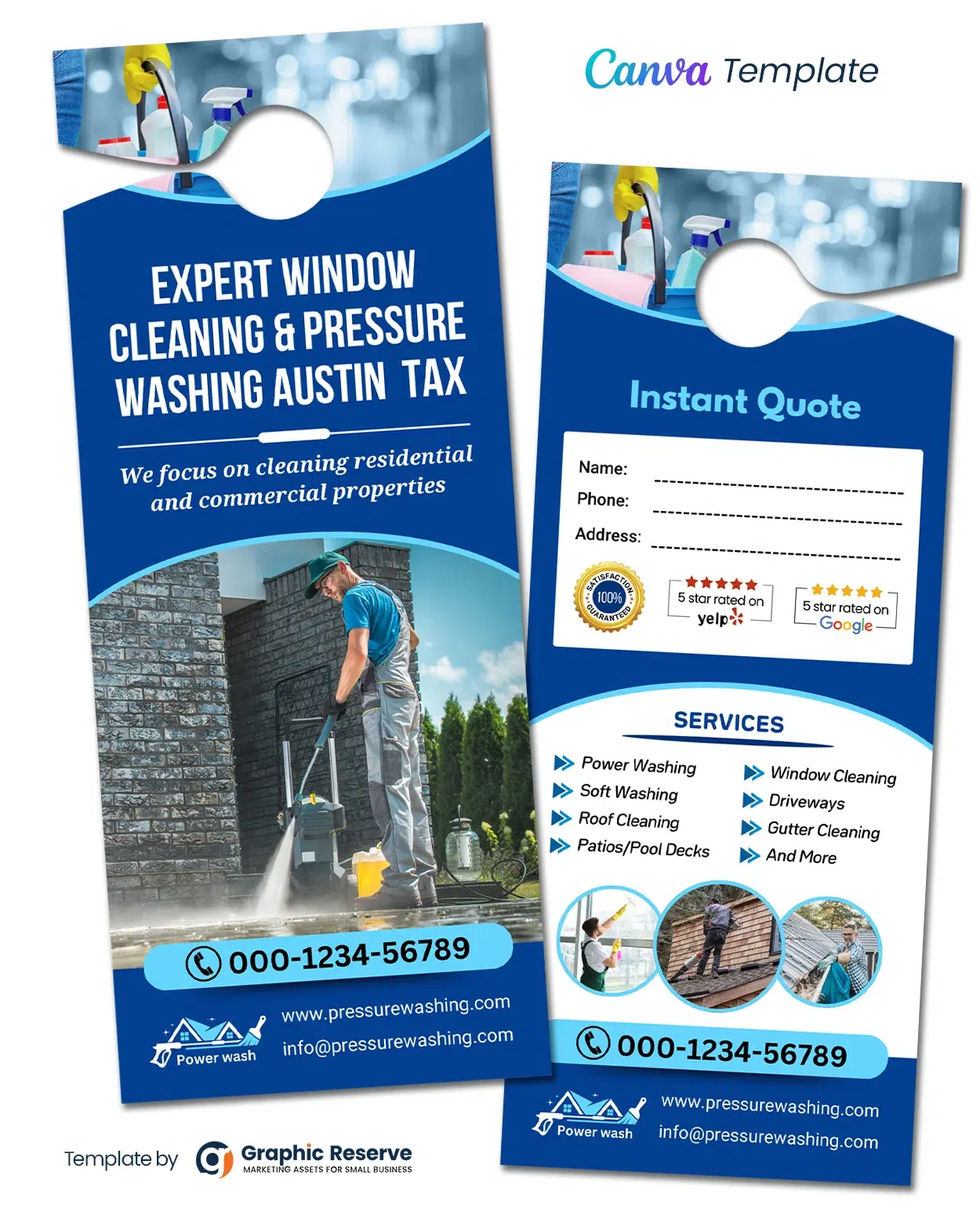 Pressure Washing Door Hanger design Template