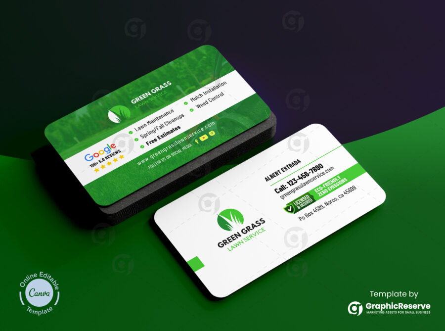 Canva Lawn Care And Landscaping Services Business Card (2)