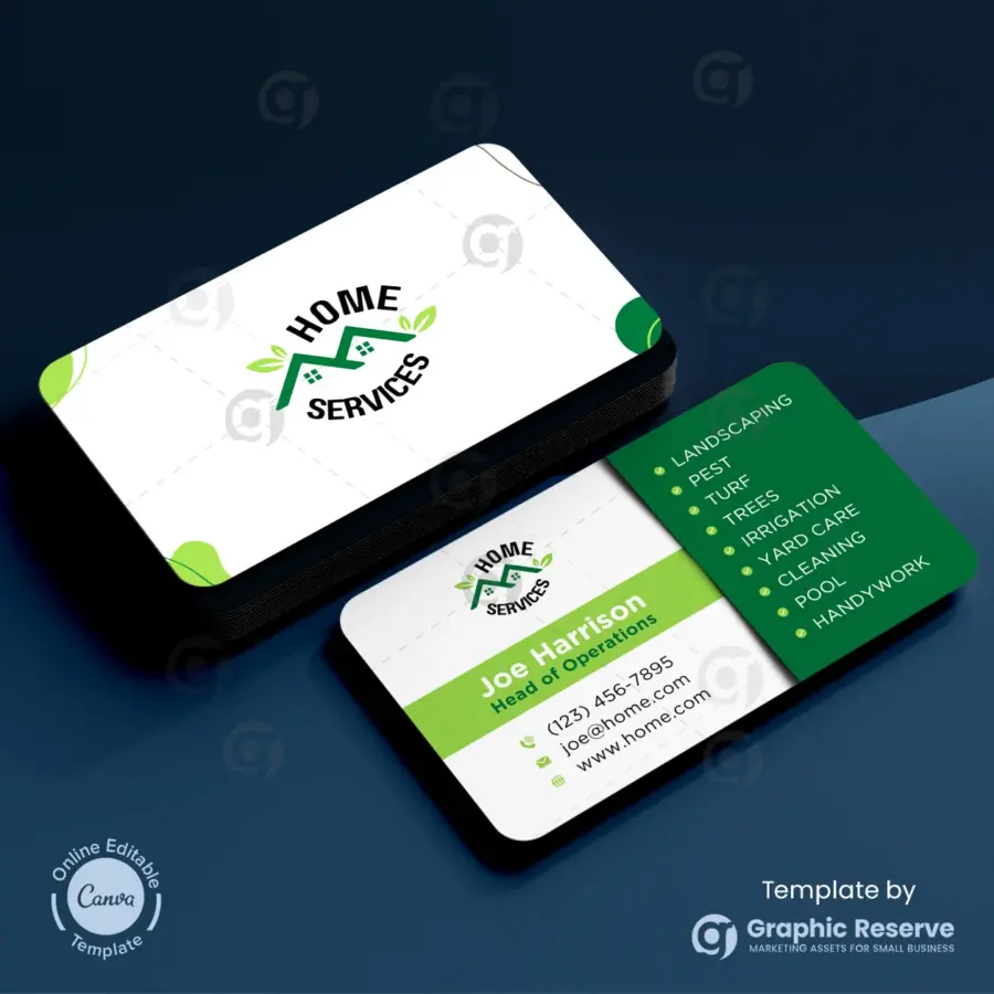 Landscaping Service Business Card Design Canva Template