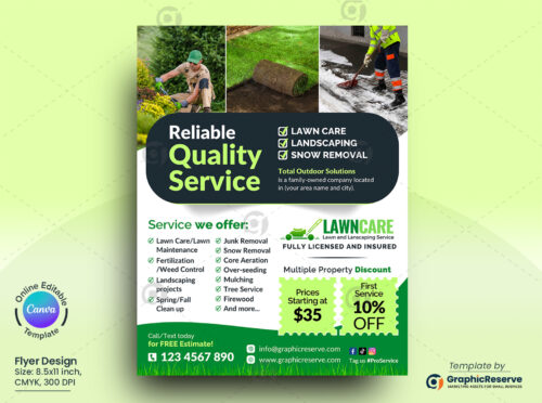 Lawn Care Best Quality Service Flyer Canva Template
