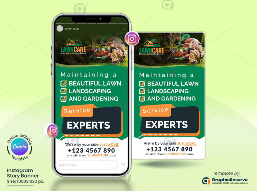 Lawn and Landscaping Service Experts Instagram Story Canva Template
