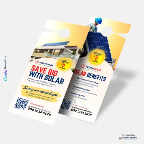Modern Solar Door Hanger | Editable Canva Template