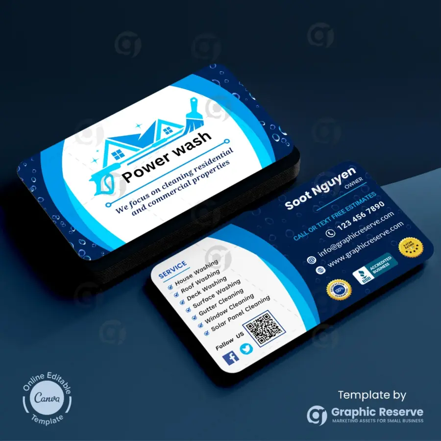 Power Washing Business Card Design Template