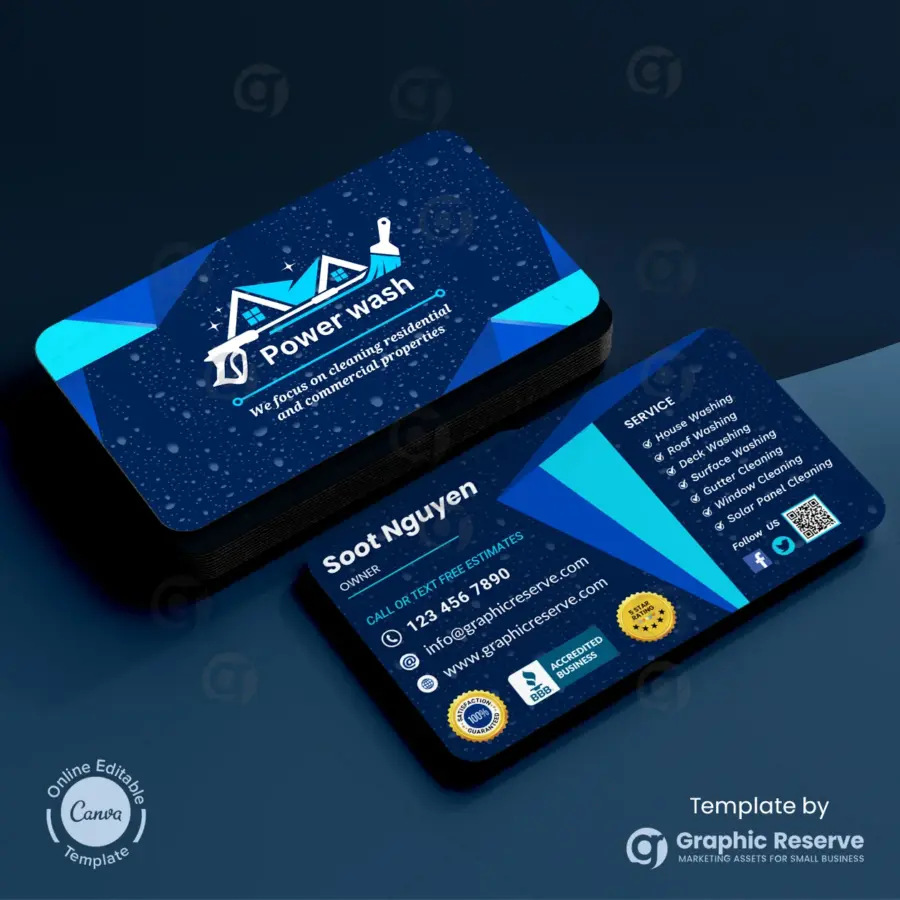 Pressure Washing Business Card Design Template