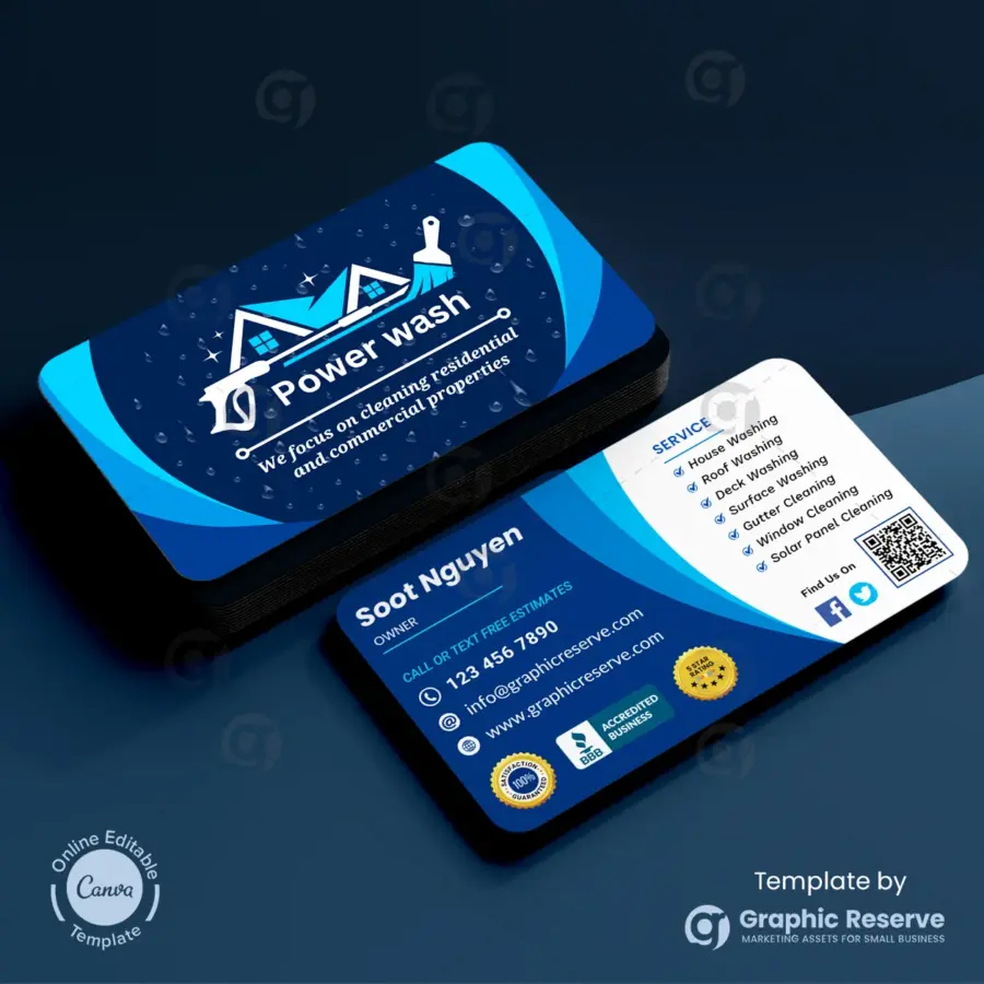 Pressure Washing Business Card Template