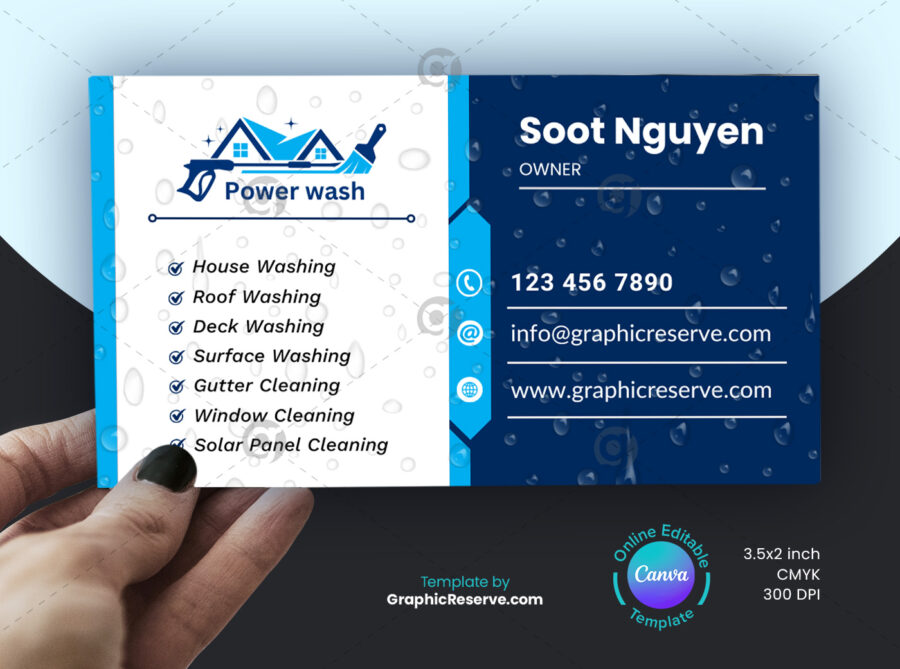 Pressure washing business card back side template