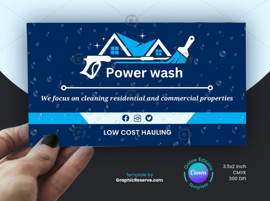 Pressure washing business card front side template