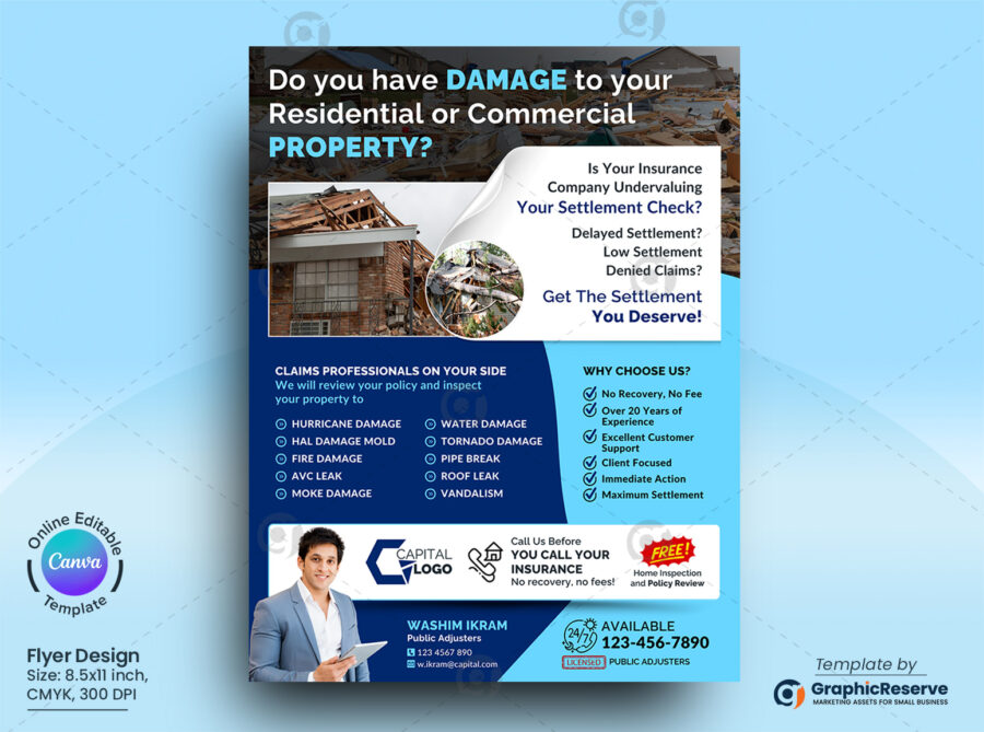 Property Damage Insurance Flyer Canva Template